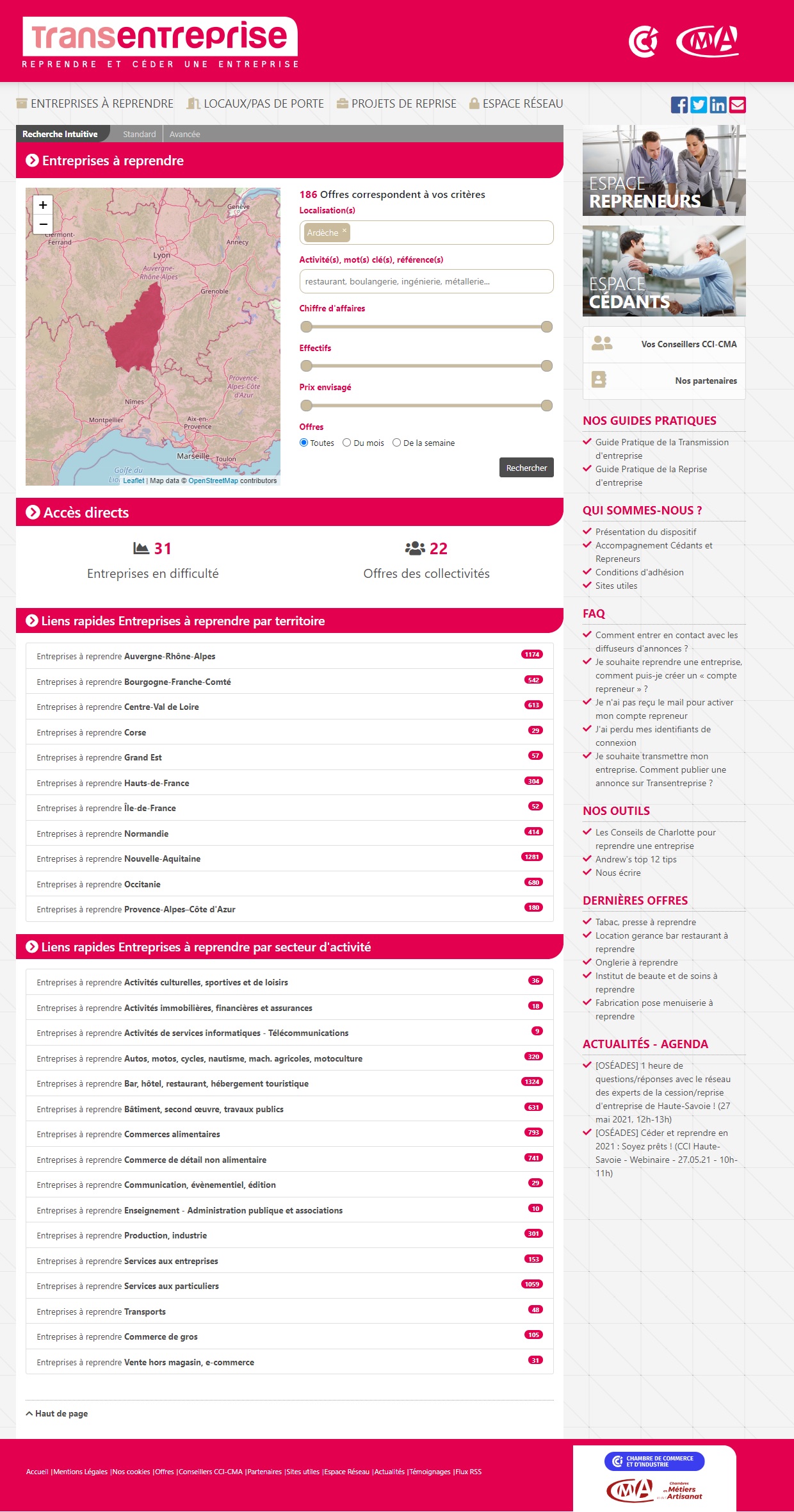 site Transentreprise - entreprise à reprendre en Ardèche